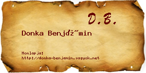 Donka Benjámin névjegykártya