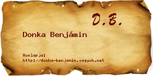 Donka Benjámin névjegykártya